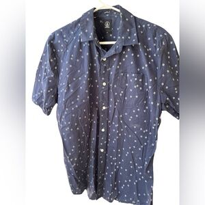 Volcom Navy Blue Patterned Men's Shirt L